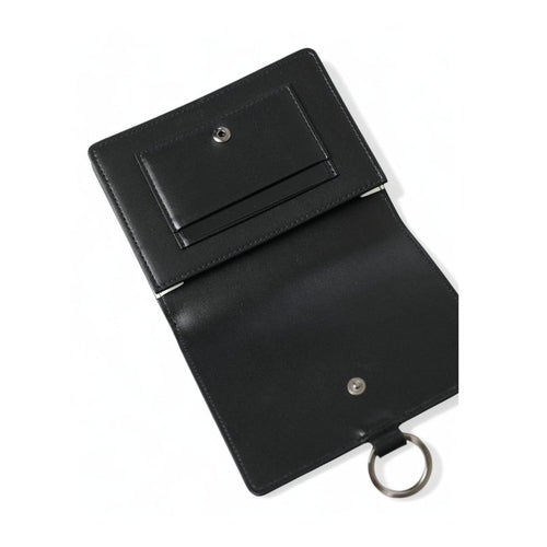 Dolce & Gabbana Black Leather Crystal Embellished Card Holder Wallet