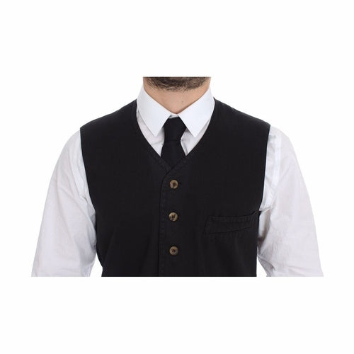 Dolce & Gabbana Black Cotton Viscose Dress Vest Blazer