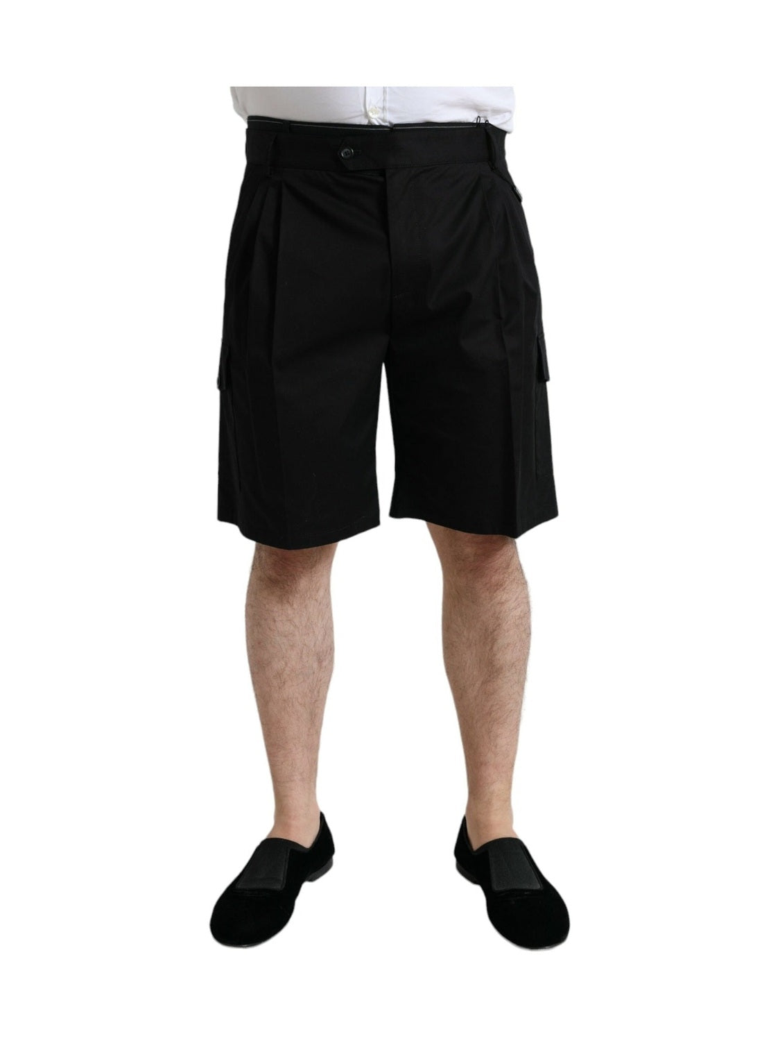 Dolce & Gabbana Black Cotton Stretch Cargo Bermuda Shorts