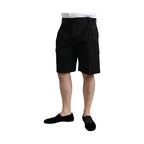 Dolce & Gabbana Black Cotton Stretch Cargo Bermuda Shorts