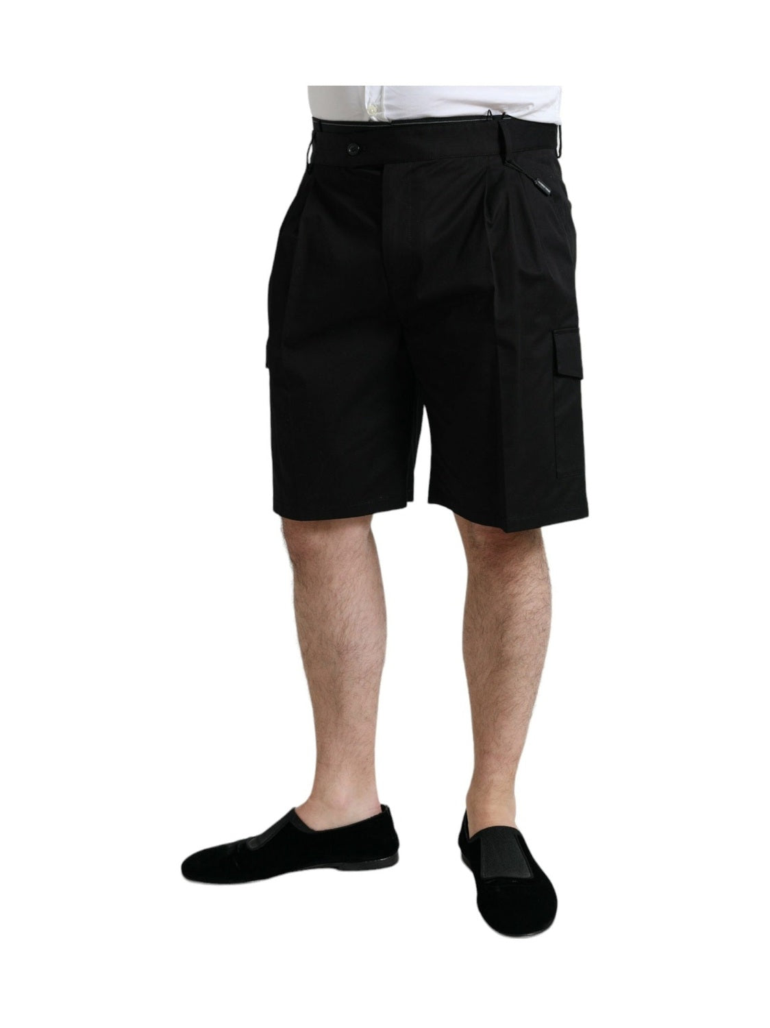 Dolce & Gabbana Black Cotton Stretch Cargo Bermuda Shorts