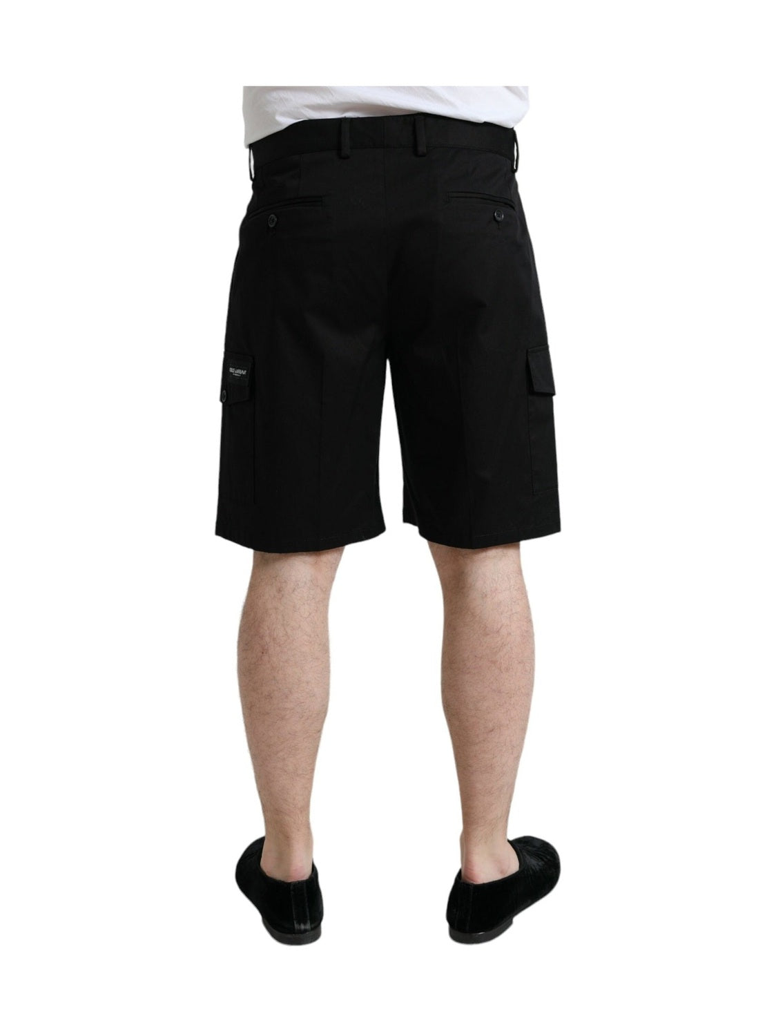 Dolce & Gabbana Black Cotton Stretch Cargo Bermuda Shorts