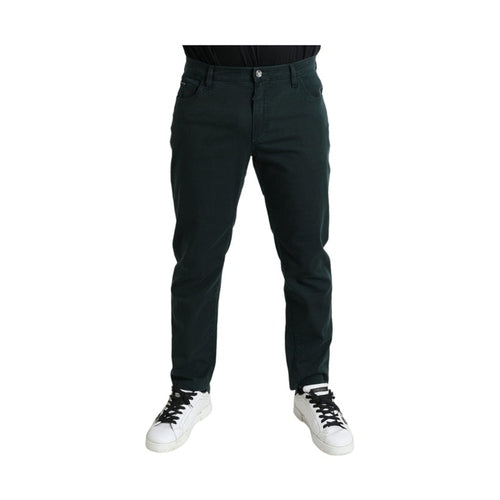Dolce & Gabbana Green Cotton Stretch Skinny Men Denim Jeans