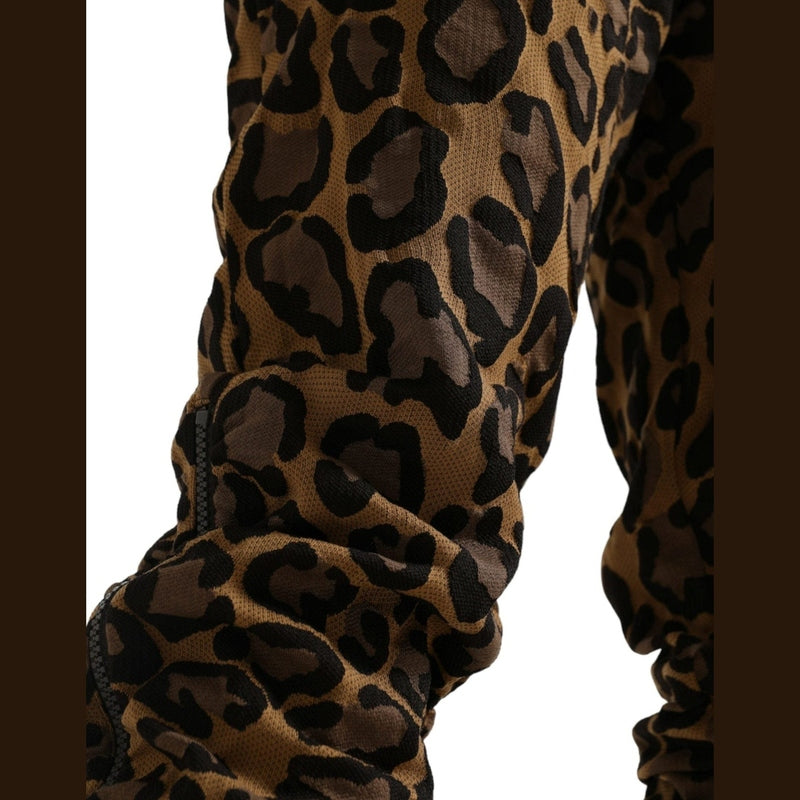Dolce & Gabbana Brown Leopard Jacquard Jogger Pants