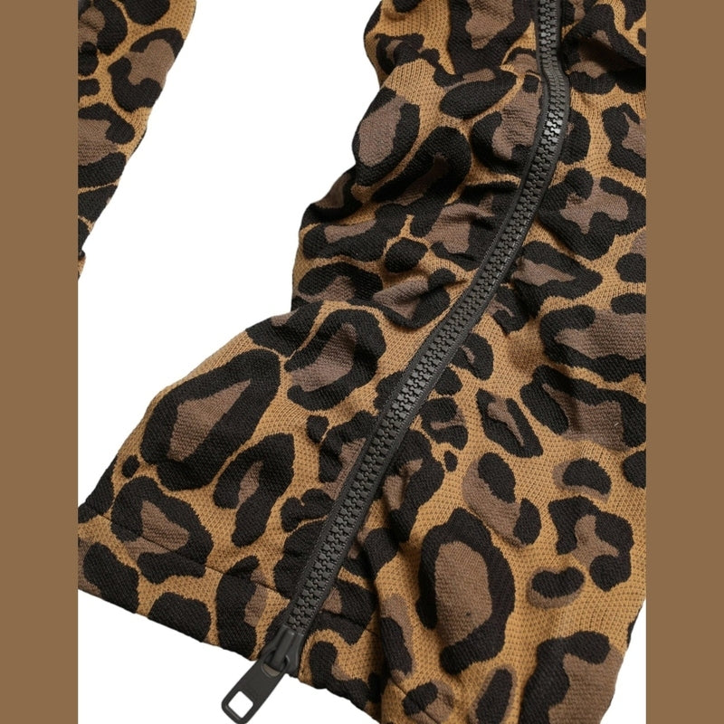 Dolce & Gabbana Brown Leopard Jacquard Jogger Pants