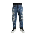 Dolce & Gabbana Blue Tattered Cotton Men Denim Jeans