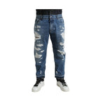 Dolce & Gabbana Blue Tattered Cotton Men Denim Jeans