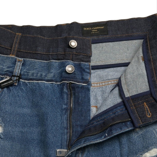 Dolce & Gabbana Blue Tattered Cotton Men Denim Jeans