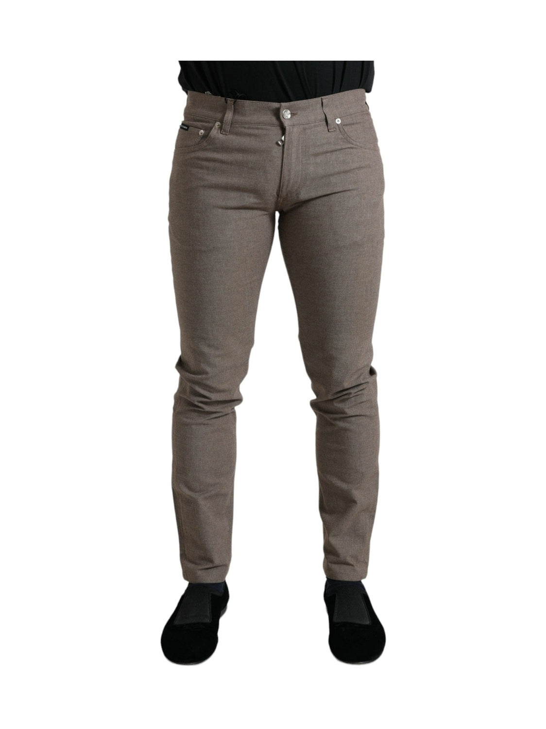 Dolce & Gabbana Brown Cotton Stretch Skinny Men Pants