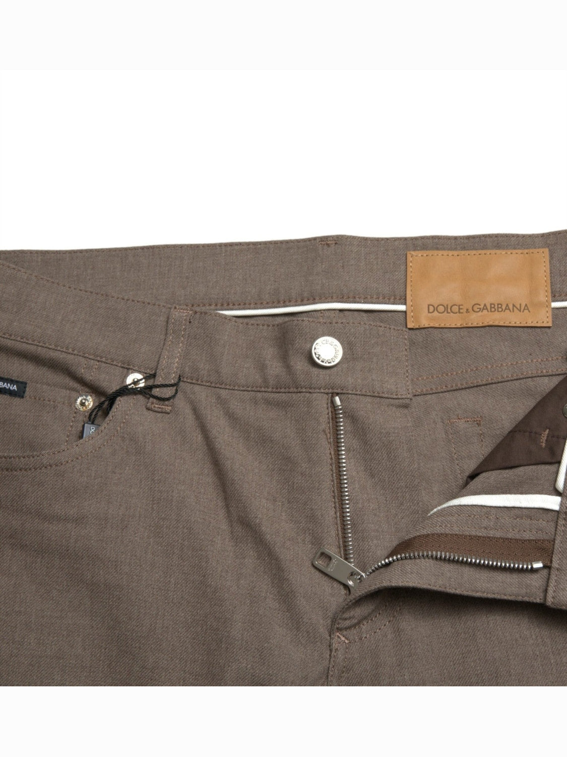 Dolce & Gabbana Brown Cotton Stretch Skinny Men Pants