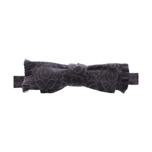Dolce & Gabbana Gray Black Wool Bow Tie