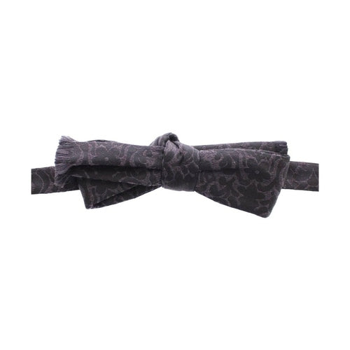 Dolce & Gabbana Gray Black Wool Bow Tie