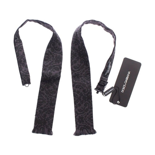 Dolce & Gabbana Gray Black Wool Bow Tie