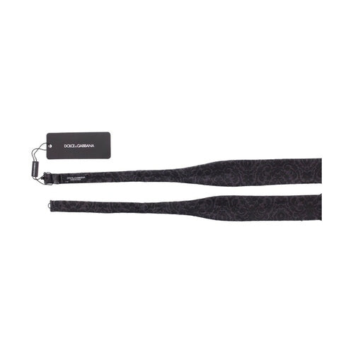 Dolce & Gabbana Gray Black Wool Bow Tie