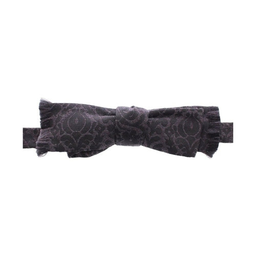 Dolce & Gabbana Gray Black Wool Silk Bow Tie