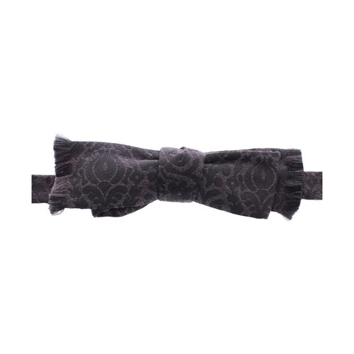 Dolce & Gabbana Gray Black Wool Silk Bow Tie