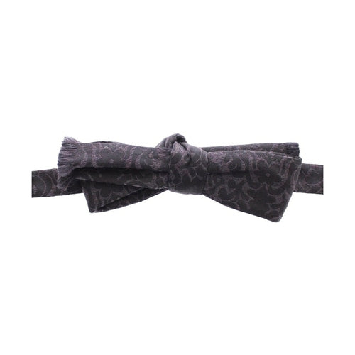 Dolce & Gabbana Gray Black Wool Silk Bow Tie