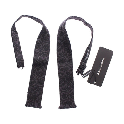 Dolce & Gabbana Gray Black Wool Silk Bow Tie
