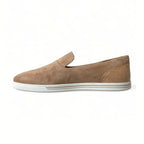 Dolce & Gabbana Beige Suede Caiman Men Loafers Slippers Shoes