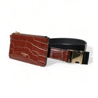 Dolce & Gabbana Brown Alligator Leather Airpods Case Coin Purse Wallet