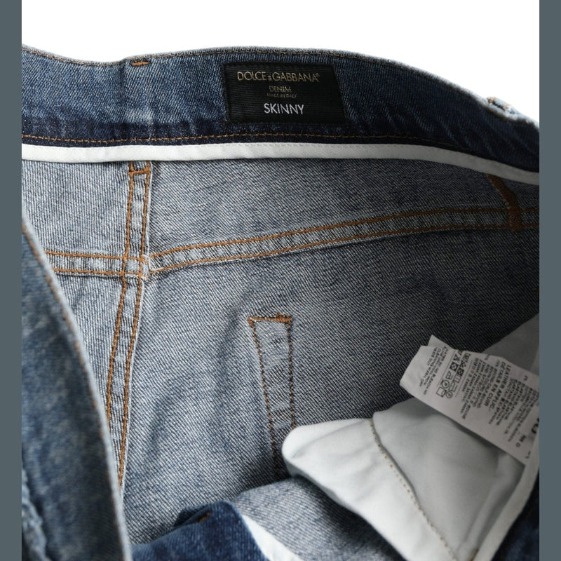 Dolce & Gabbana Blue Washed Skinny Cotton Stretch Denim Jeans
