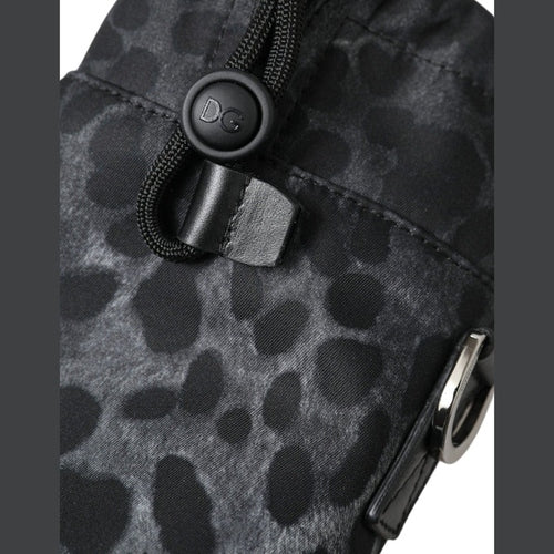 Dolce & Gabbana Black Leopard Round Slim Tote Bottle Cage Bag
