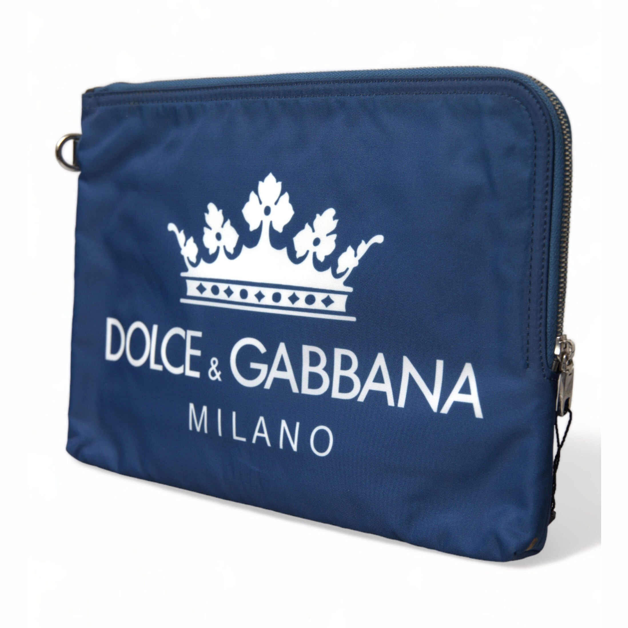 Dolce & Gabbana Blue DG Milano Print Nylon Pouch Clutch Men Bag