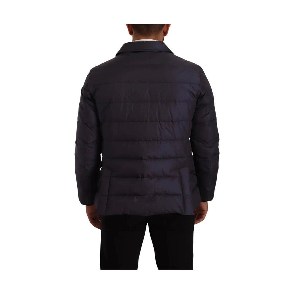 Dolce & Gabbana Blue Silk Goat Coat Blouson Winter Jacket