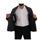 Dolce & Gabbana Blue Silk Goat Coat Blouson Winter Jacket
