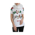 Dolce & Gabbana White Cotton Christmas Sequin Fur T-shirt