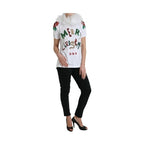 Dolce & Gabbana White Cotton Christmas Sequin Fur T-shirt