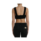 Dolce & Gabbana Black Cropped Cashmere V-neck Bustier Top