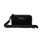 Dolce & Gabbana Black Nylon Logo Plaque Keyring Pouch Clutch Bag