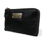Dolce & Gabbana Black Nylon Logo Plaque Keyring Pouch Clutch Bag