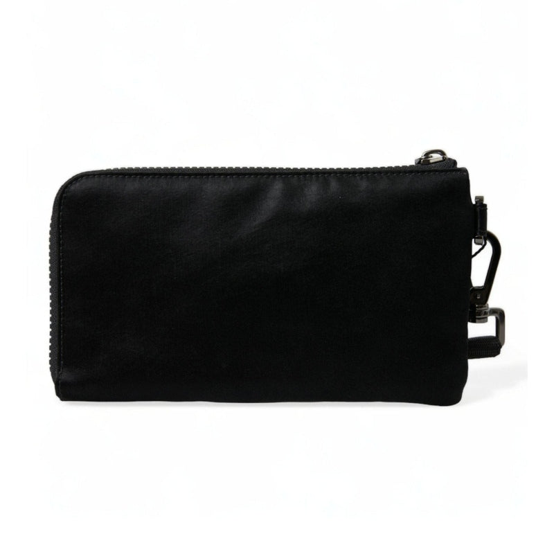 Dolce & Gabbana Black Nylon Logo Plaque Keyring Pouch Clutch Bag