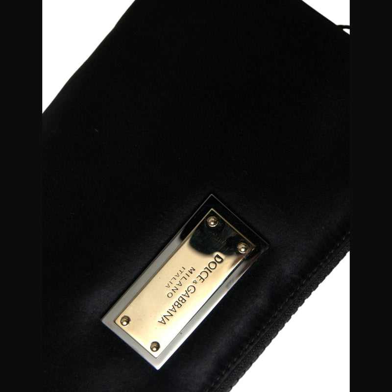 Dolce & Gabbana Black Nylon Logo Plaque Keyring Pouch Clutch Bag