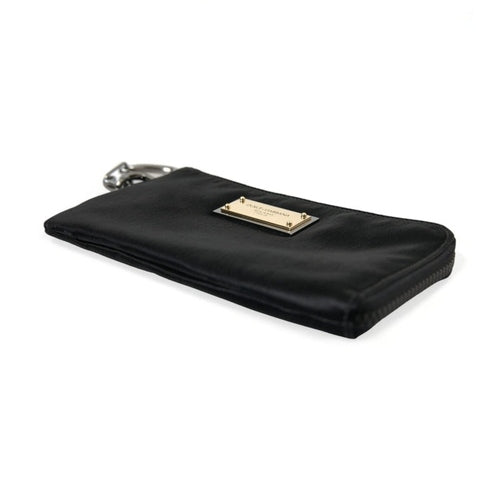 Dolce & Gabbana Black Nylon Logo Plaque Keyring Pouch Clutch Bags