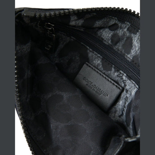 Dolce & Gabbana Black Nylon Logo Plaque Keyring Pouch Clutch Bags