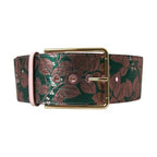 Dolce & Gabbana Multicolor Floral Jacquard Lurex Gold Buckle Belt
