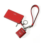 Dolce & Gabbana Red Leather Silver Metal Logo Strap Pouch Airpods Case