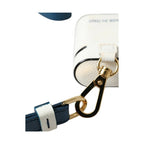 Dolce & Gabbana White Blue Calf Leather Logo Print Strap Airpods Case