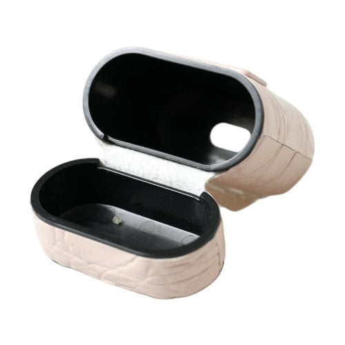 Dolce & Gabbana Light Pink Calf Leather Metal Logo Plaque Airpods Case