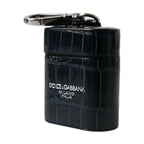 Dolce & Gabbana Black Crocodile Leather Silver Metal Logo Airpods Case