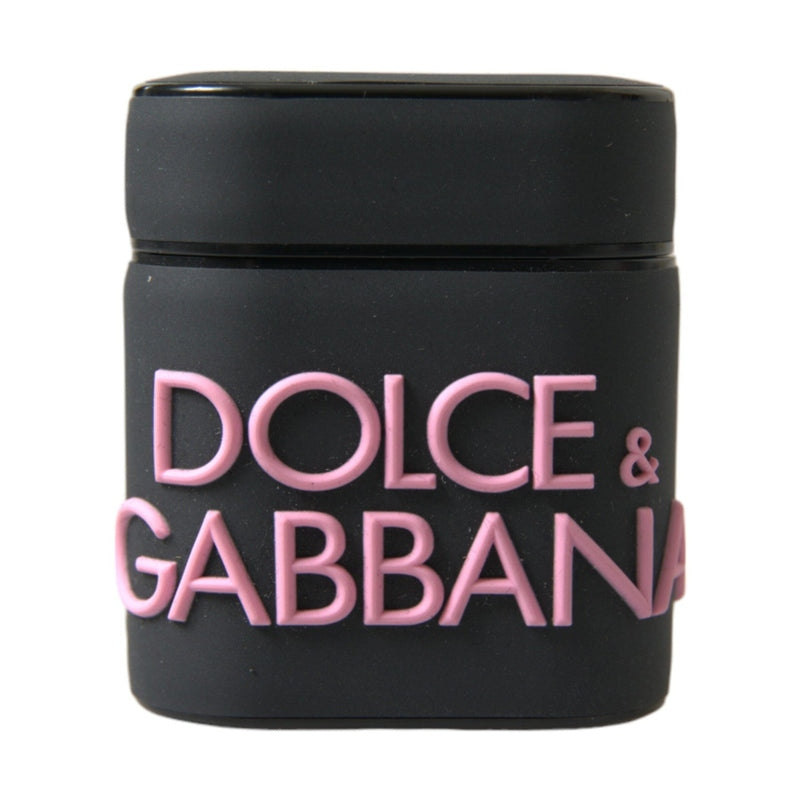 Dolce & Gabbana Black Pink Silicone Embossed Logo Airpods Case