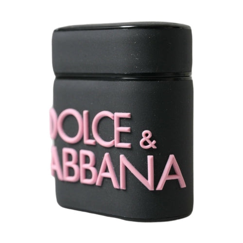 Dolce & Gabbana Black Pink Silicone Embossed Logo Airpods Case