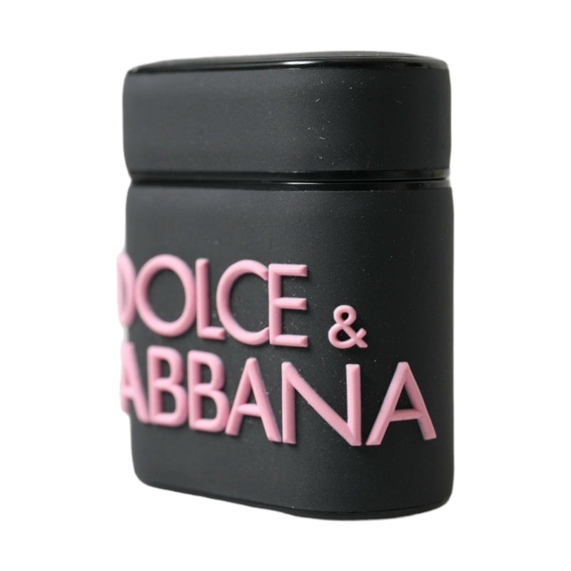 Dolce & Gabbana Black Pink Silicone Embossed Logo Airpods Case