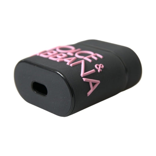 Dolce & Gabbana Black Pink Silicone Embossed Logo Airpods Case