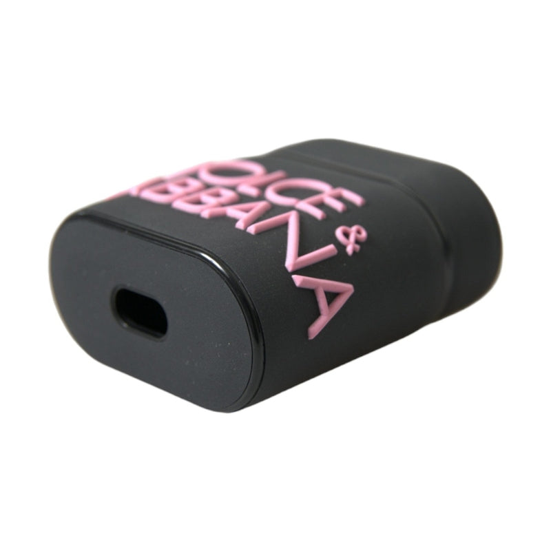 Dolce & Gabbana Black Pink Silicone Embossed Logo Airpods Case