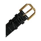 Dolce & Gabbana Black Textured Leather Gold Tone Metal Buckle Armband