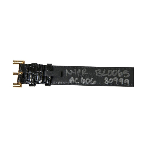 Dolce & Gabbana Black Textured Leather Gold Tone Metal Buckle Armband